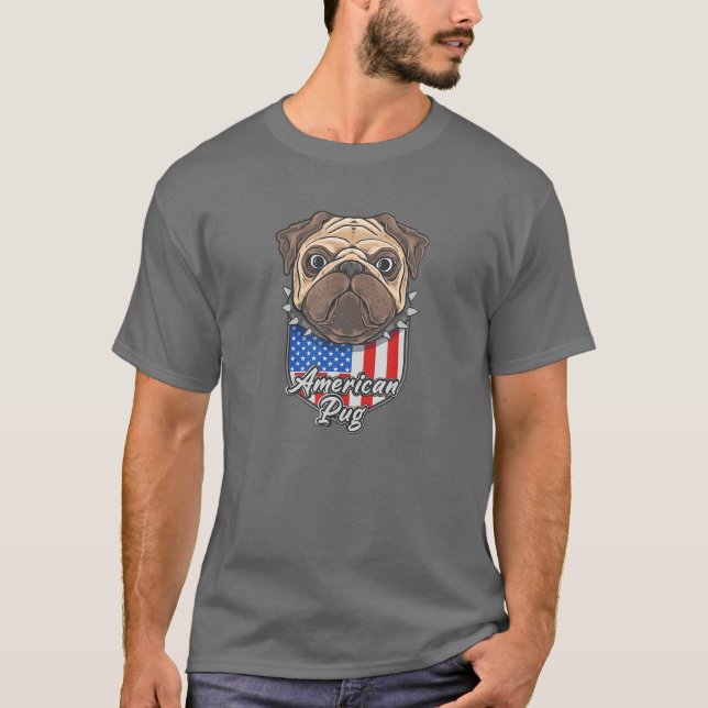 AMERIKANISCHER MOPS Starker Mops T-Shirt (Vorderseite)