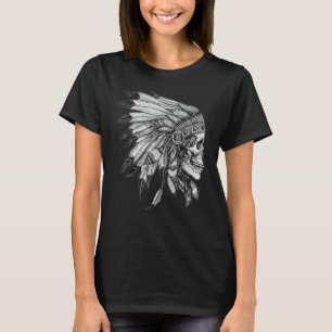 Amerikanischer Motorrad-Schädel Native Indian Eagl T-Shirt