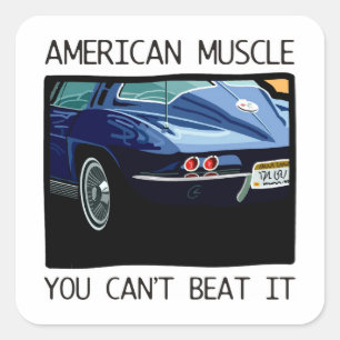 Amerikanischer Muscle-Car, klassischer und vintage Quadratischer Aufkleber