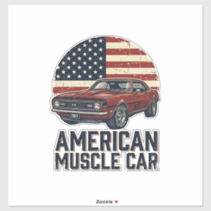 Amerikanischer Muscle-Car-Vintage-Flag-Shirt-Entwu Aufkleber