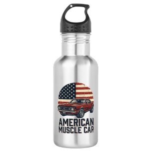 Amerikanischer Muscle-Car-Vintage-Flag-Shirt-Entwu Edelstahlflasche