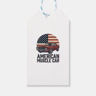 Amerikanischer Muscle-Car-Vintage-Flag-Shirt-Entwu Geschenkanhänger
