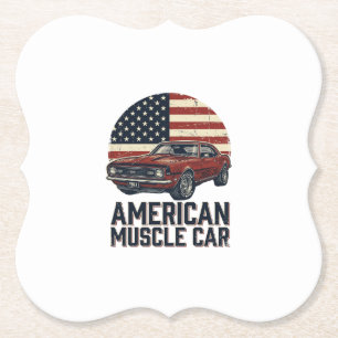 Amerikanischer Muscle-Car-Vintage-Flag-Shirt-Entwu Untersetzer