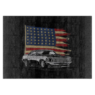 Amerikanischer Muscle Sports Car Muscle Car Flagge Schneidebrett