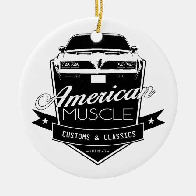 Amerikanischer Muskel Firebird Keramik Ornament (Vorne)