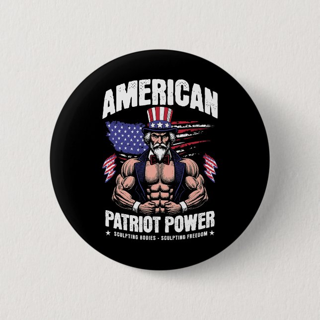 Amerikanischer Onkel Sam Bodybuilding - Für patrio Button (Vorderseite)