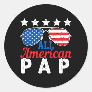 Amerikanischer Pap Retro 4. Juli Patriotischer Opa Runder Aufkleber
