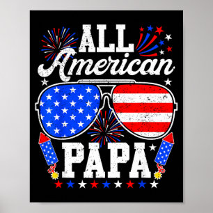 Amerikanischer Papa 4. Juli Sonnenbrille Familie Poster