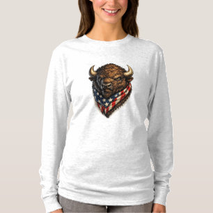 Amerikanischer Patriot Büffelkopf Grafik T-Shirt
