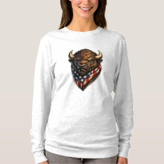 Amerikanischer Patriot Büffelkopf Grafik T-Shirt