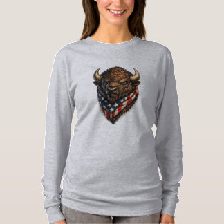Amerikanischer Patriot Büffelkopf Grafik T-Shirt