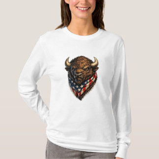 Amerikanischer Patriot Büffelkopf Grafik T-Shirt
