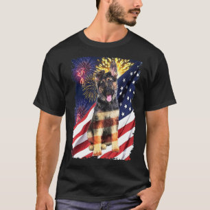 Amerikanischer Patriot Deutscher Schäferhund Frohe T-Shirt
