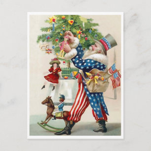 Amerikanischer Patriot, Weihnachtsmann, Weihnachts Postkarte