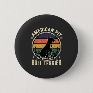 Amerikanischer Pit Bull Terrier Hund Vintage Sonne Button