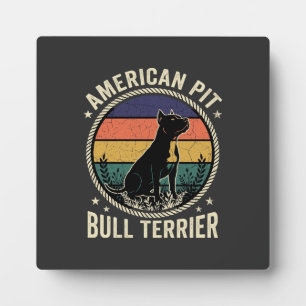 Amerikanischer Pit Bull Terrier Hund Vintage Sonne Fotoplatte