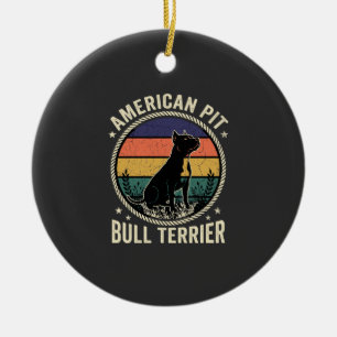 Amerikanischer Pit Bull Terrier Hund Vintage Sonne Keramik Ornament