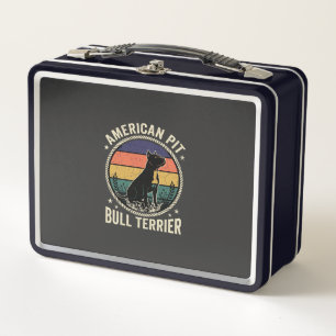 Amerikanischer Pit Bull Terrier Hund Vintage Sonne Metall Brotdose
