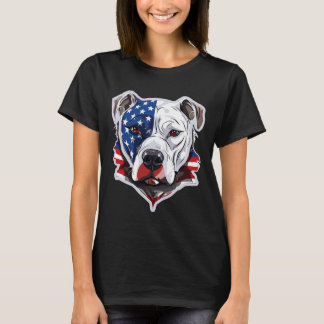 Amerikanischer Pitbuli mit amerikanischer Flagge T-Shirt