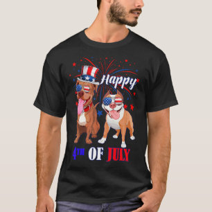 Amerikanischer Pitbull-Hund Feuerwerk 4. Juli USA  T-Shirt