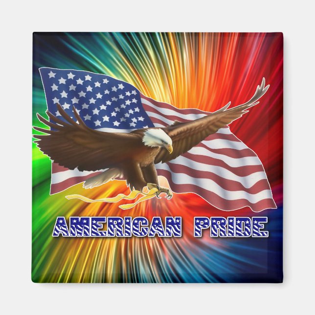 AMERIKANISCHER PRIDE EAGFL UND FLAG MAGNET (Vorne)