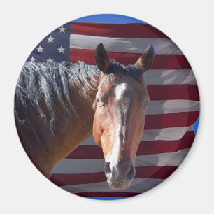 Amerikanischer Quarterhorse und Flagge - Magnet