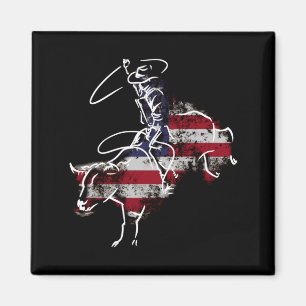 Amerikanischer Rodeo-Stier-Reitens Retro-Grunge-US Magnet