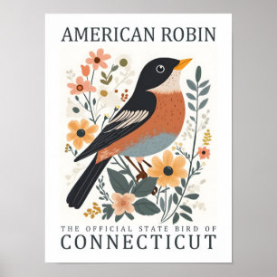 Amerikanischer Rotdrossel Vogel von Connecticut US Poster