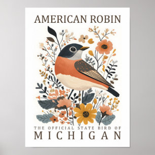 Amerikanischer Rotdrossel Vogel von Michigan USA R Poster