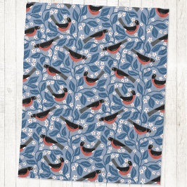 Amerikanischer Rotkehlchen-Apfelblüten-Vogel-Blume Fleecedecke