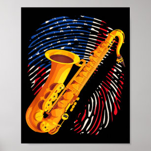 Amerikanischer Saxophonspieler Saxophonist Jazzban Poster
