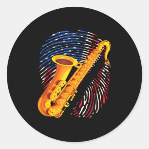 Amerikanischer Saxophonspieler Saxophonist Jazzban Runder Aufkleber