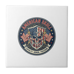 Amerikanischer Schädel Patriotischer Patriotischer Fliese