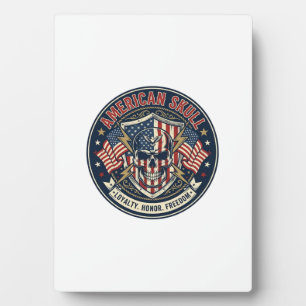 Amerikanischer Schädel Patriotischer Patriotischer Fotoplatte