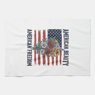 Amerikanischer Schönheitsfreiheit Blumenflagge Geschirrtuch