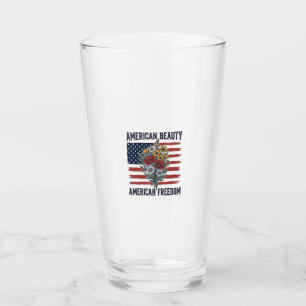 Amerikanischer Schönheitsfreiheit Blumenflagge Glas