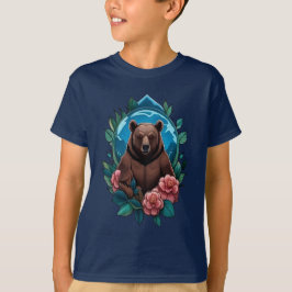 Amerikanischer Schwarzbär umgeben von Kamelien T-Shirt