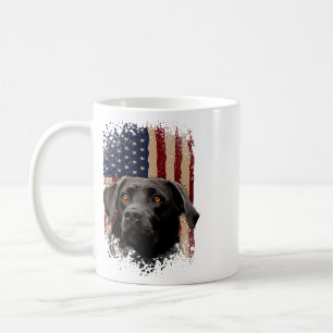 Amerikanischer schwarzer Labrador USA-Flagge Lab-B Kaffeetasse