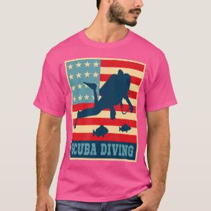 Amerikanischer Scuba Diving Usa Flag Scuba Diver T-Shirt