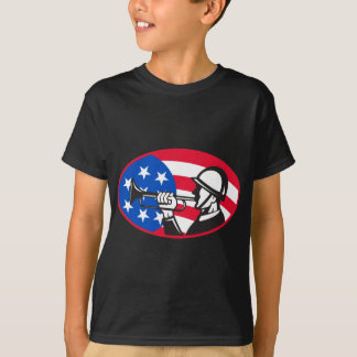 Amerikanischer Soldat mit Signalhorn und US Flagge T-Shirt