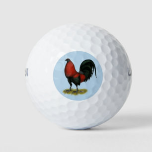 Amerikanischer Spielhahn BB Schwarz Rot Golfball
