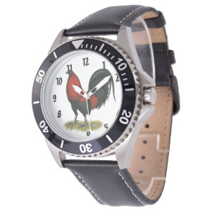 Amerikanischer Spielhahn Schwarz Rot Armbanduhr