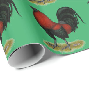 Amerikanischer Spielhahn Schwarz Rot Geschenkpapier