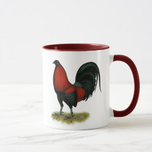 Amerikanischer Spielhahn Schwarz Rot Tasse
