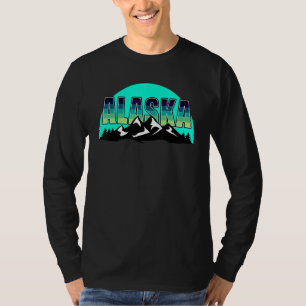 Amerikanischer Staat Alaska Sun Moon Mountain Natu T-Shirt