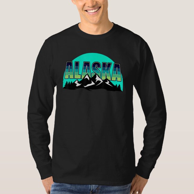 Amerikanischer Staat Alaska Sun Moon Mountain Natu T-Shirt (Vorderseite)