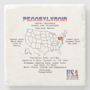 Amerikanischer Staat Pennsylvanias auf einer Karte Steinuntersetzer