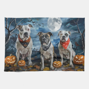 Amerikanischer Staffordshire Halloween Gruselig  Geschirrtuch