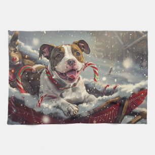 Amerikanischer Staffordshire-Hund Weihnachtsfest Geschirrtuch