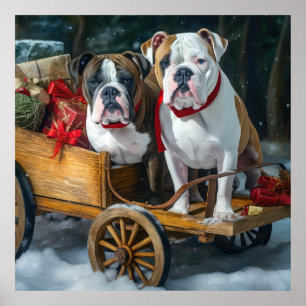 Amerikanischer Staffordshire Schnees Schlitten Wei Poster